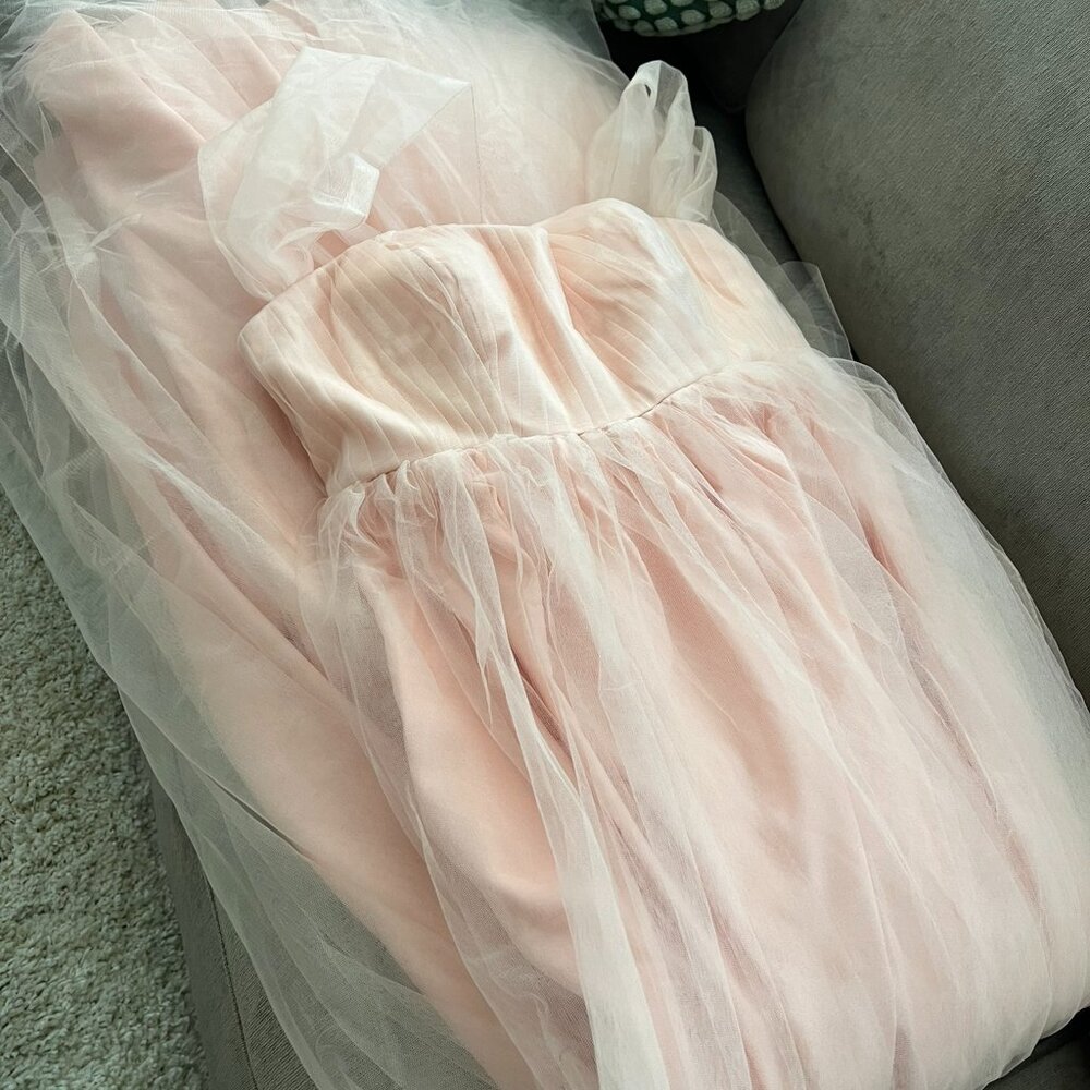 Blush Pink Tulle Off Shoulder Maternity Gown - Picture 12 of 12